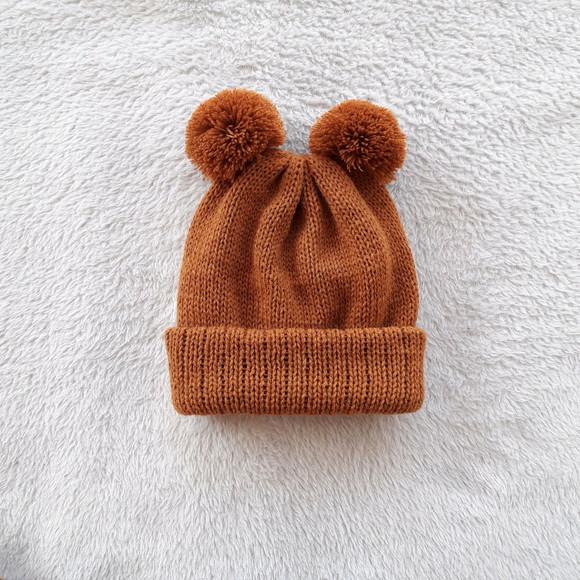 Touca Infantil Dois Pompons Caramelo