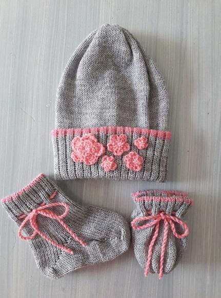 Touca, Meias e Luvas para Bebê em Trico e Croche