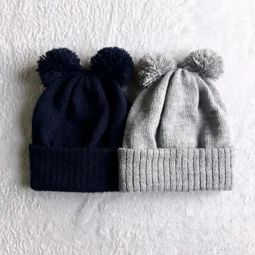 Combo Duas Toucas Azul Marinho e Cinza Bebê