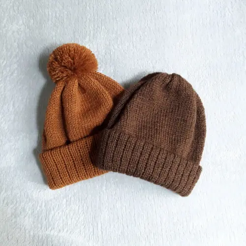 Combo Touca Gorro Bebê Caramelo e Marrom