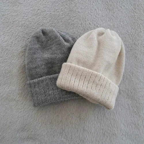 Combo Touca Gorro Infantil Cinza e Bege Claro