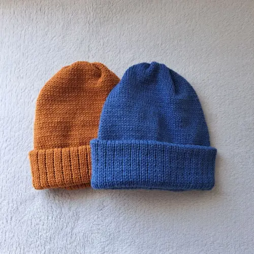 Combo Toucas Gorro Bebê Azul Tirreno e Caramelo