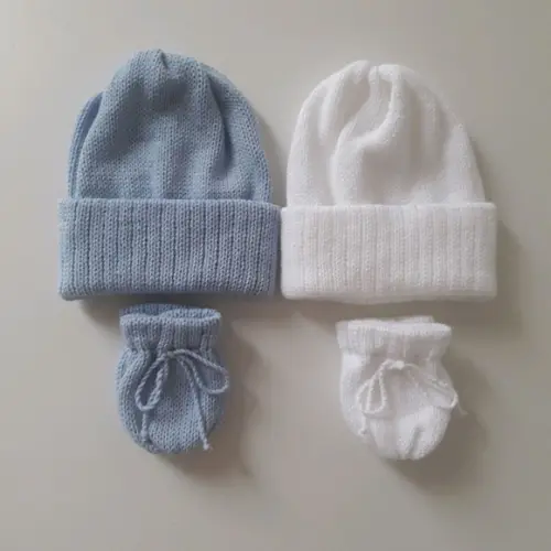Dois Kits de Touca e Luvas para Bebê Recém Nascido
