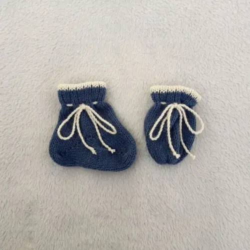 Meias e Luvas Bebê Azul e Bege