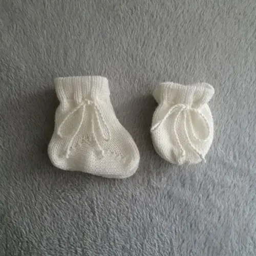 Meias e Luvas para Bebê Off White