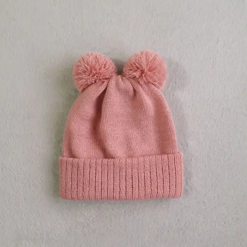 Touca com Pompons Rosê 6 a 9 Meses