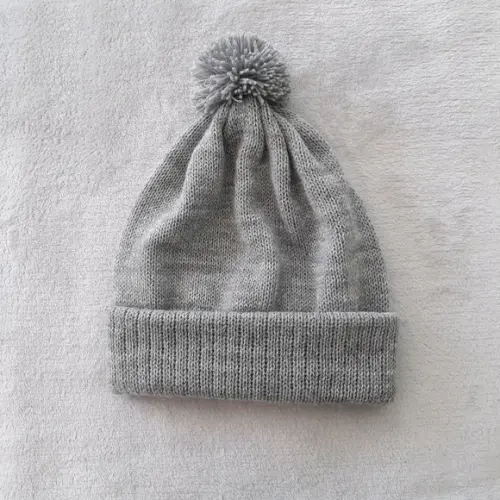 Touca Gorro Adulto Unissex Pompom Cinza