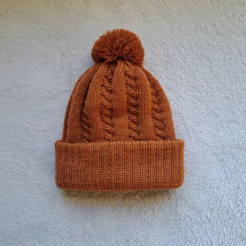 Touca Gorro Pompom Bebê Caramelo