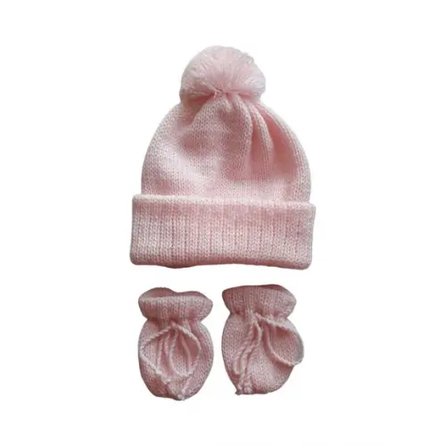Touca Gorro Pompom Luvinhas Bebê Rosa Claro