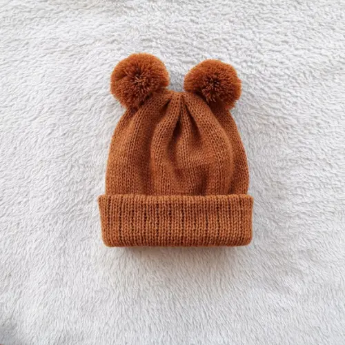 Touca Infantil Dois Pompons Caramelo