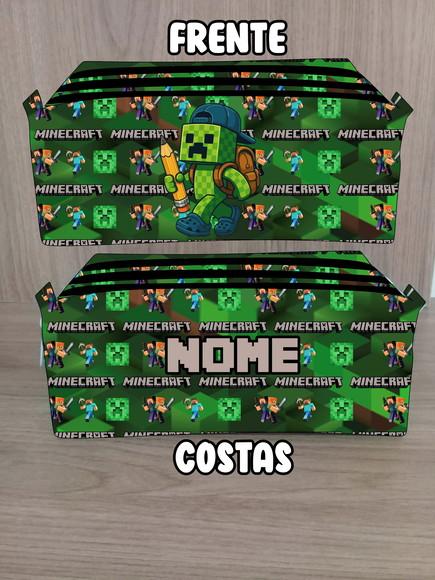 Estojo Escolar com 3 Zíperes Minecraft