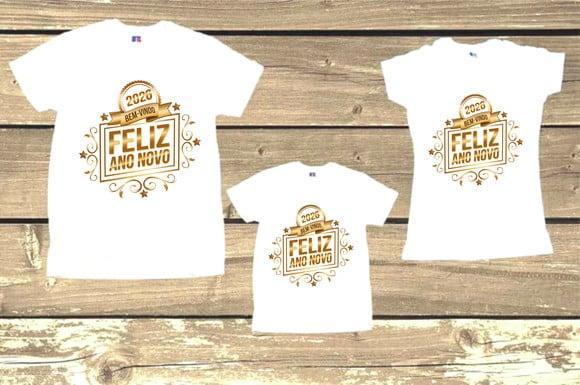 Kit 3 Camisetas Personalizadas Feliz Ano Novo 2026