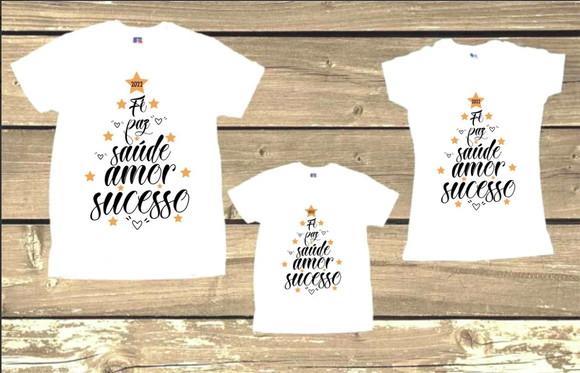 Kit 6 Camisetas Feliz 2025 Fé Paz Saúde Amor Sucesso