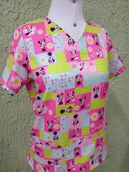 Scrub Cirúrgico Pijama Hospitalar com 2 Bolsos Minnie