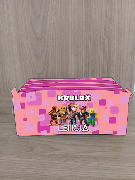 Estojo Escolar com 3 Zíperes Roblox Rosa