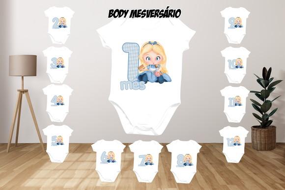 Kit Body Mesversário com 12 Peças Alice
