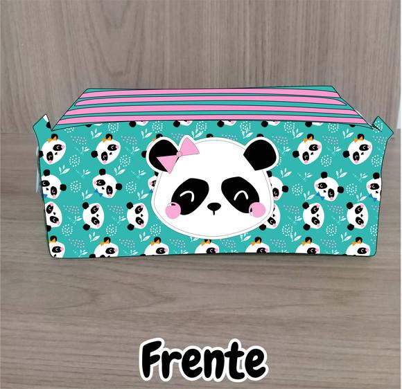 Estojo Escolar com 4 Zíperes Panda