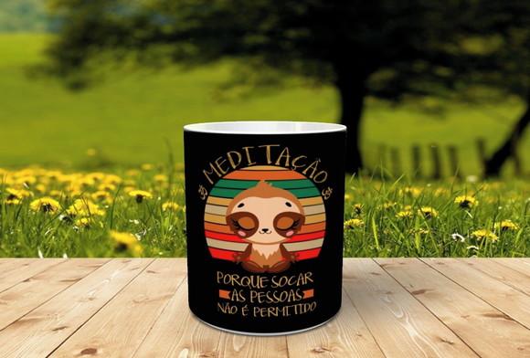Caneca Preguiça Meditação porque socar não é permitido
