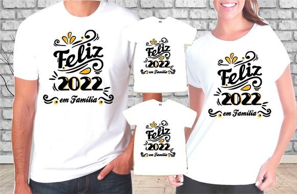 Kit 12 Camisetas Feliz 2025 em Família