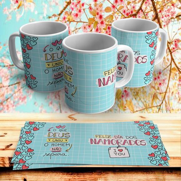 Caneca Dia dia Namorados O que Deus Uniu o Homem não Separa