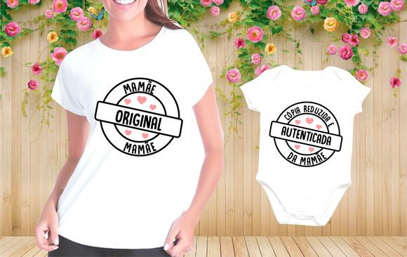 Kit Camiseta Dia Das Mães Mamãe Original E Copia Da Mamãe