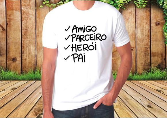 Camiseta Dia Dos Pais Amigo,parceiro Herói Pai