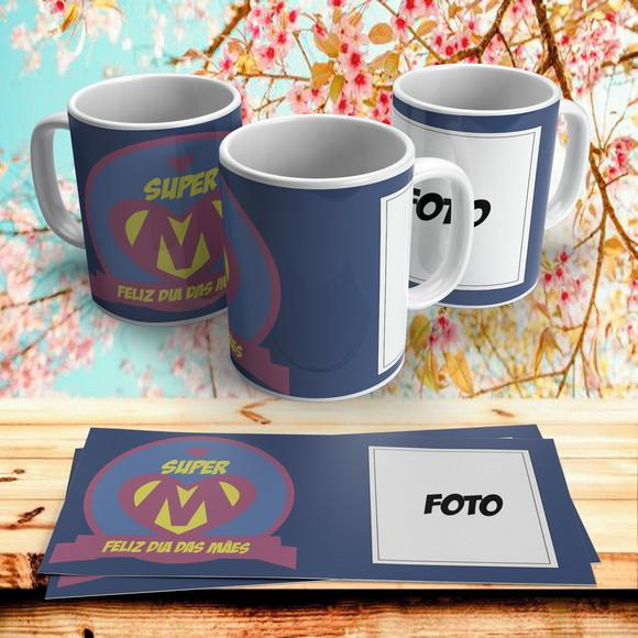 Caneca Dia das Mães Super Mãe com Foto