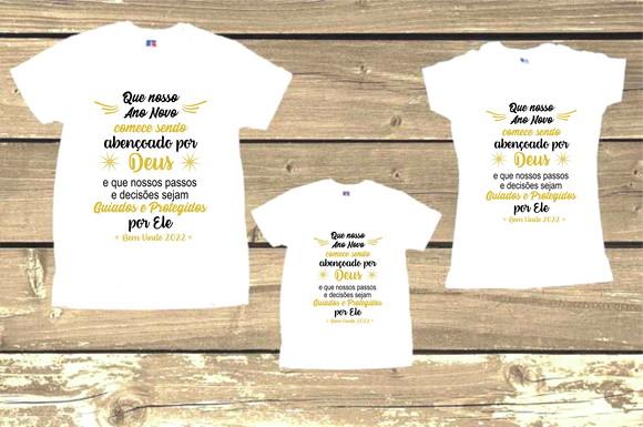 Kit 3 Camisetas Que Nosso Ano Comece Abençoado Por Deus 2025