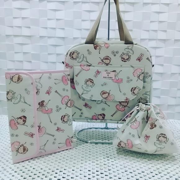 Kit Bolsa Bailarina + Capa Porta Documentos+ Bolsa Saco