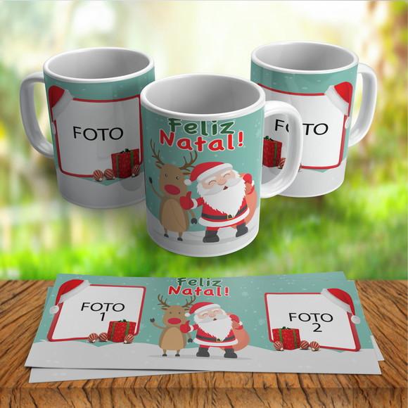 Caneca Personalizada Natal com 2 Fotos