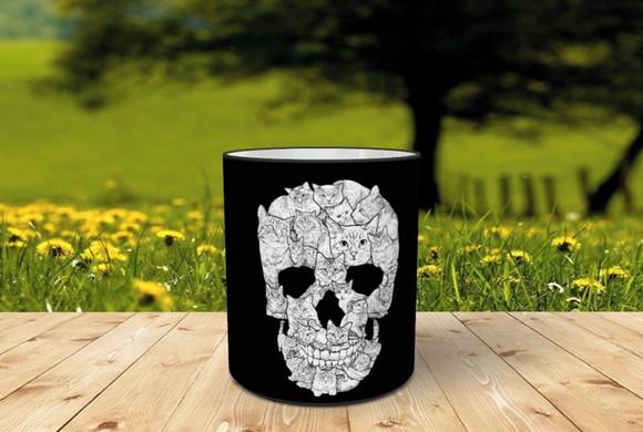 Caneca Caveira com Gatos