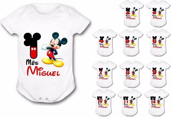 Body Mesversário com 12 Peças Mickey