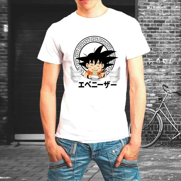 Camiseta Son Goku Comendo Lamem