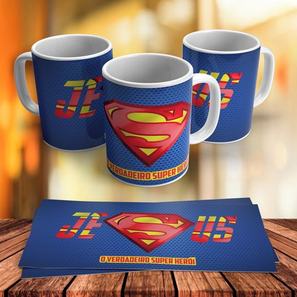 Caneca Jesus o Verdadeiro Super Herói