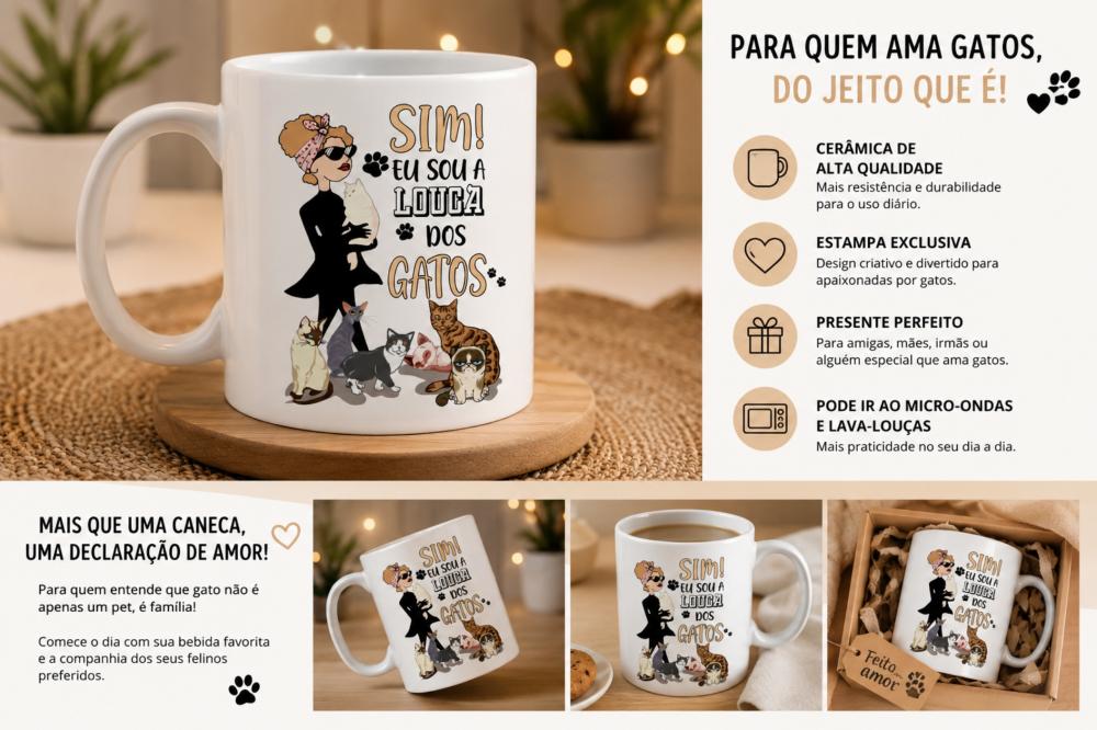 Caneca Louca dos Gatos