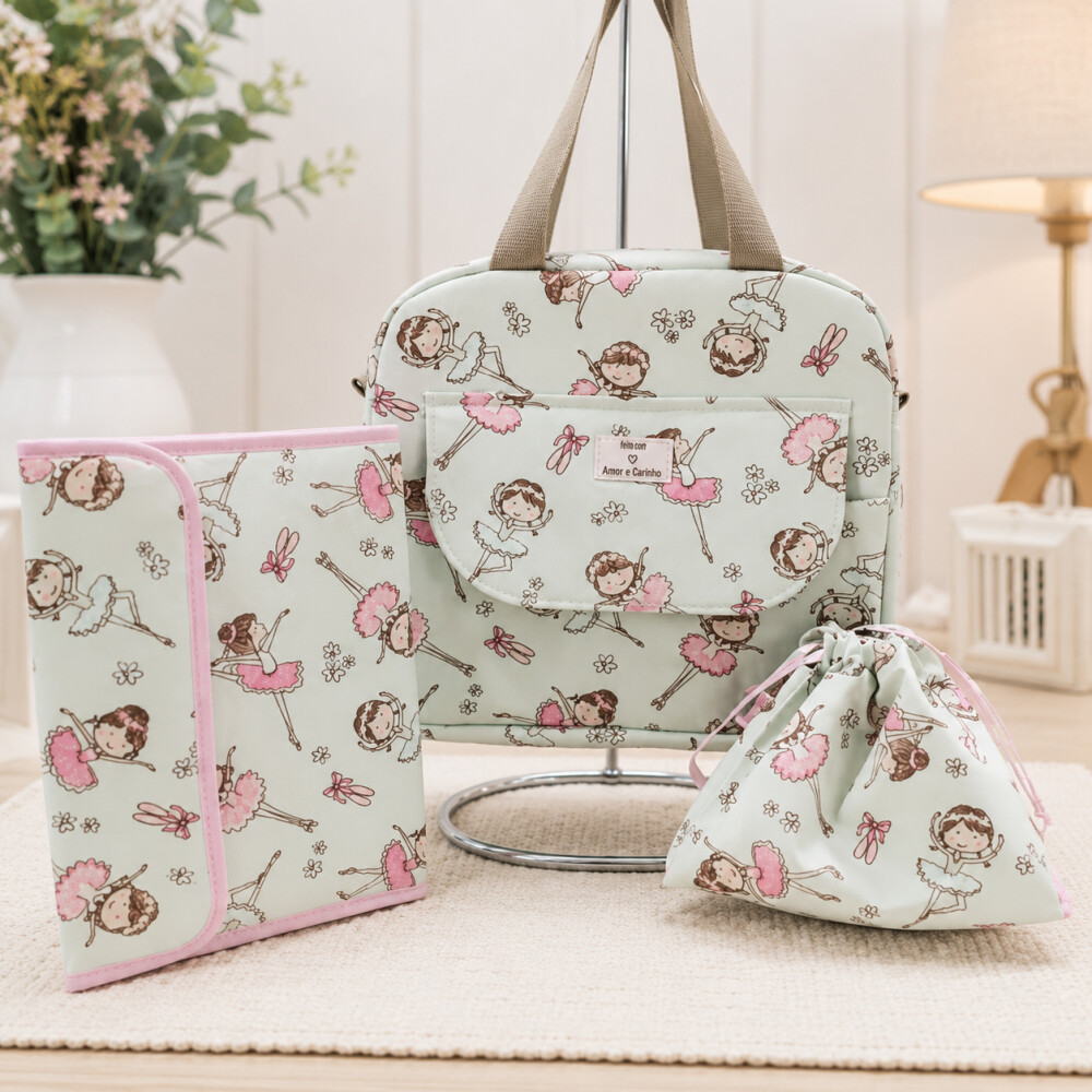 Kit Bolsa Bailarina + Capa Porta Documentos+ Bolsa Saco