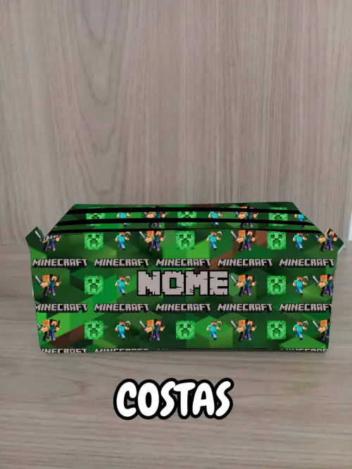 Estojo Escolar com 4 Zíperes Minecraft