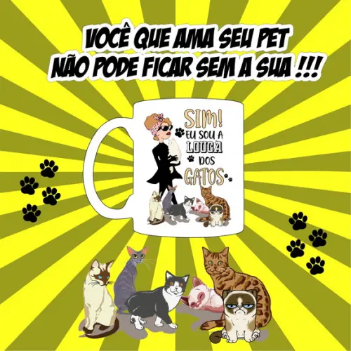 Caneca Louca dos Gatos