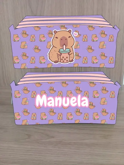 Estojo com 3 Ziperes + Lancheira / Frasqueira Box Capivara