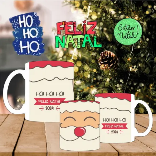 Kit com 3 Canecas Personalizada Papai Noel