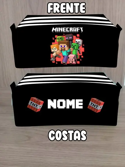 Estojo Escolar com 3 Zíperes Minecraft