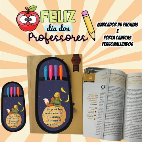 Kit com 15 Marcador de Páginas e Porta Canetas Personalizado