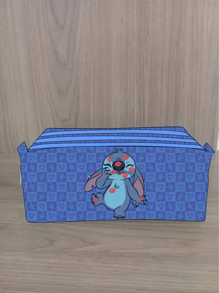 Estojo Escolar 4 Zíperes Stitch