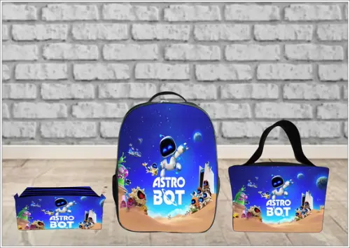 Kit Escolar Mochila Lancheira e Estojo 4 Zíperes Astrobot