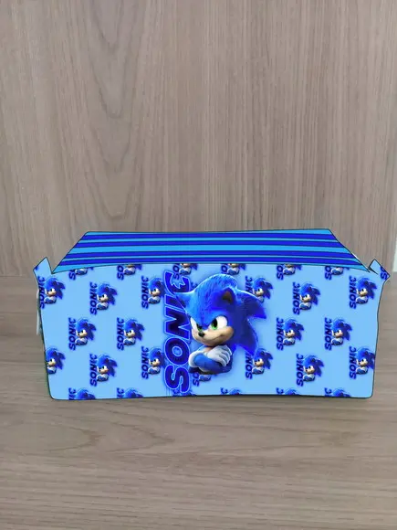 Estojo Escolar com 4 Zíperes Sonic