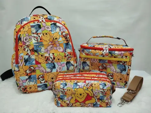Kit Escolar Mochila + Lancheira + Estojo Ursinho Pooh