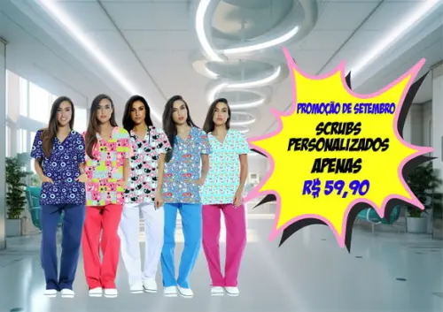 Kit com 2 Scrubs Enfermagem Personalizados