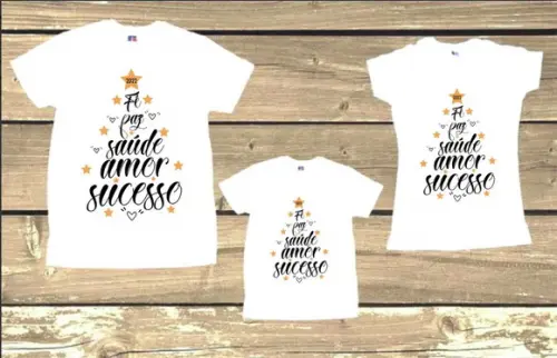 Kit 6 Camisetas Feliz 2025 Fé Paz Saúde Amor Sucesso