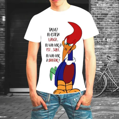 Camiseta Pica Pau Biruta Talvez Eu Esteja Louco