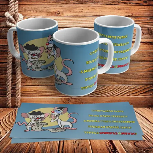 Caneca Pink e Cérebro Tentar Dominar o Mundo